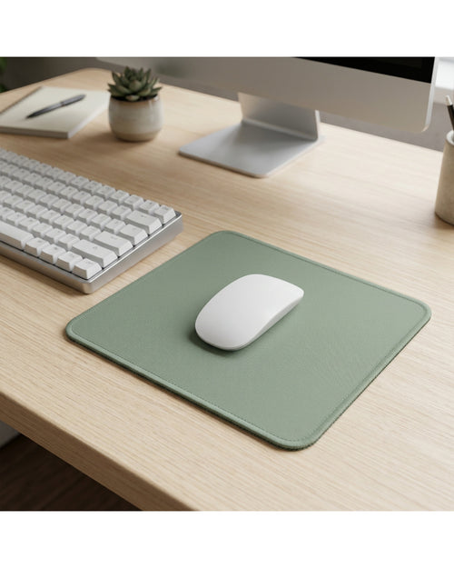 Soved Compact Mouse Pad 30 x 25 cm Sage Green Stitched Edge - Lifestyle view